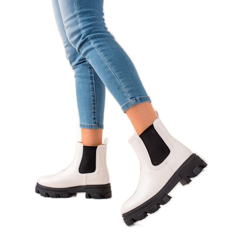 Seastar Cizme Chelsea la modă pe platformă alb Seastar Cizme Chelsea la modă pe platformă alb