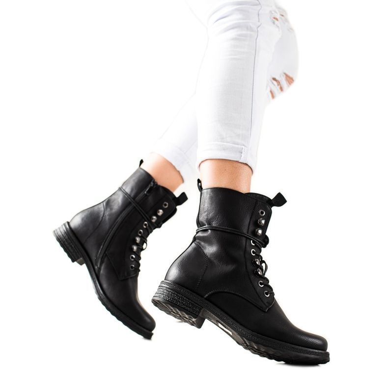 Super Mode Ghete clasice cu dantelă negru Super Mode Ghete clasice cu dantelă negru