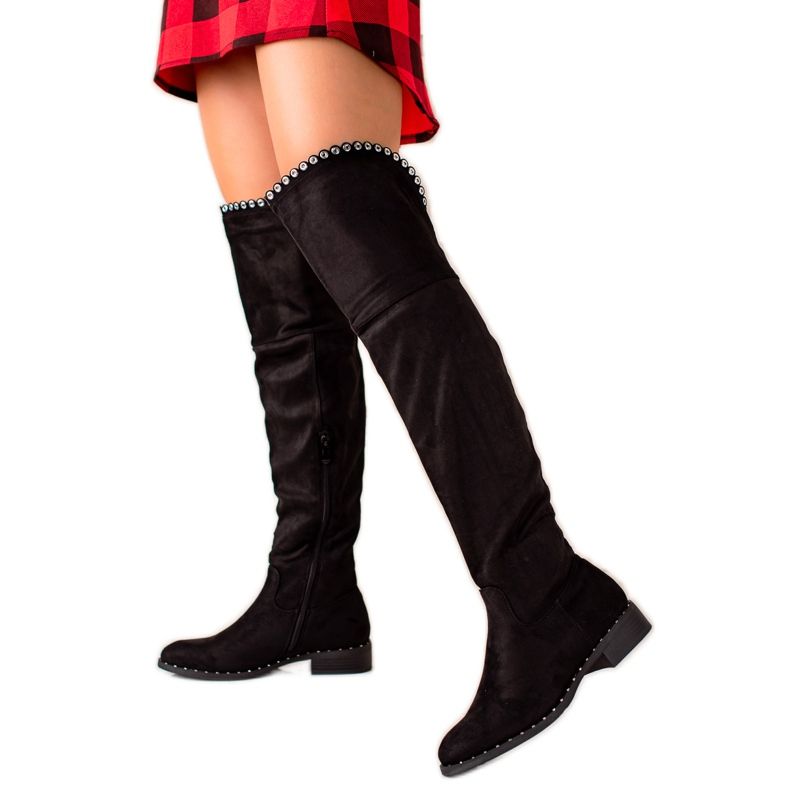 Lucky Shoes Cizme Cu Ornamente Argintii negru