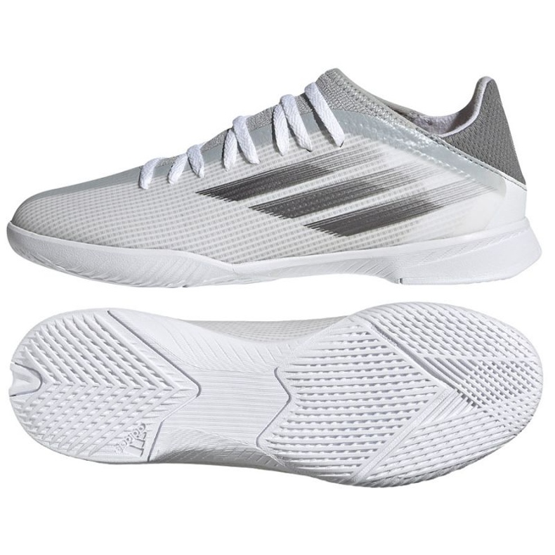 Ghete de fotbal Adidas X Speedflow.3 In Jr FY3315 gri, alb nuanțe de gri