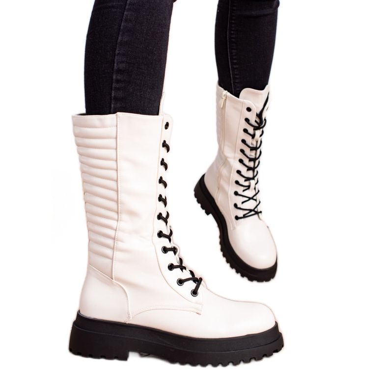 Seastar Cizme albe din piele ecologică Seastar Cizme albe din piele ecologică