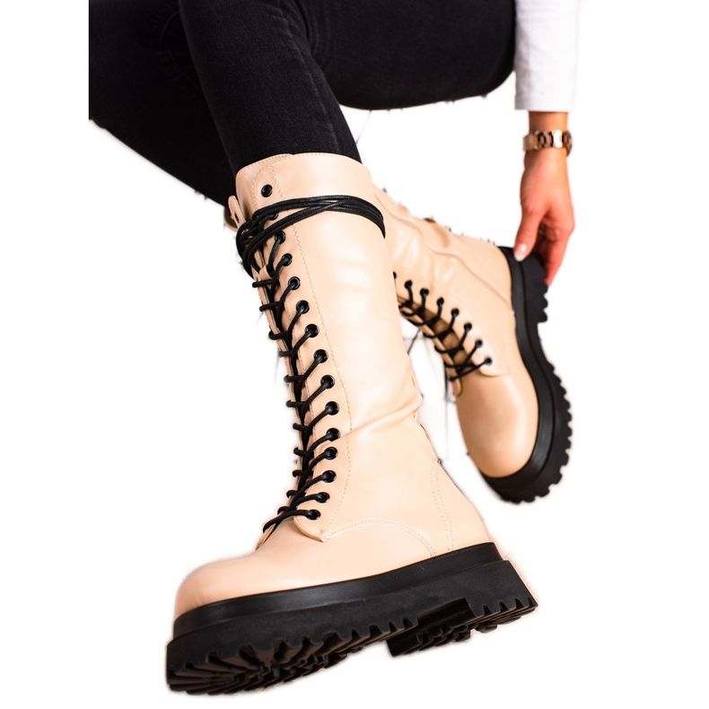 Seastar Cizme Înalte Cu Piele Ecologică bej