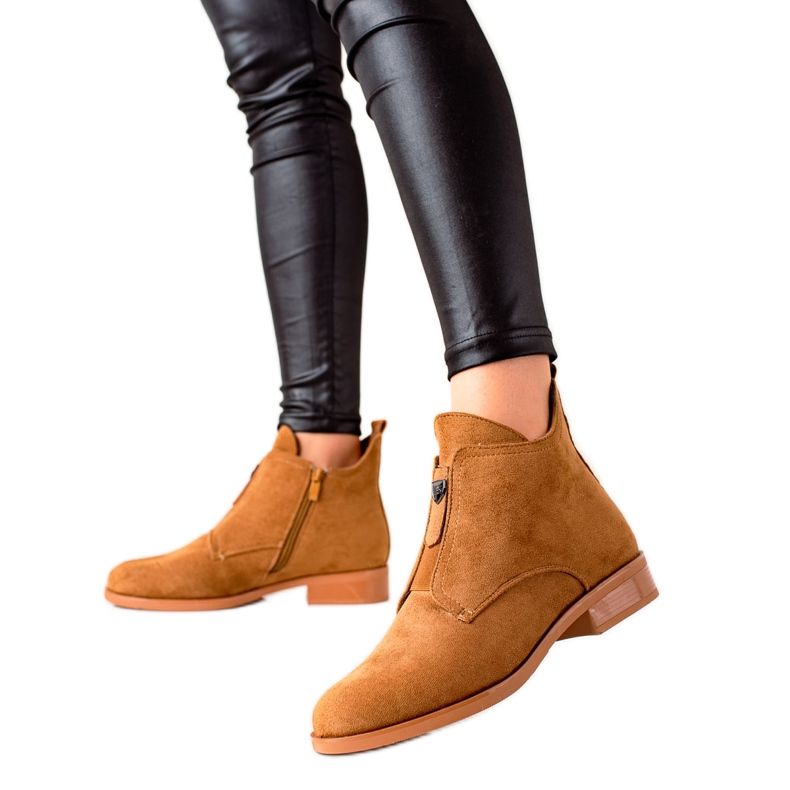 Camo Cizme calde cu fermoar maro galben