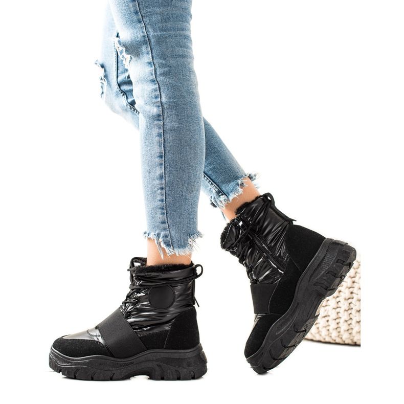 TRENDI Cizme de zăpadă casual negru TRENDI Cizme de zăpadă casual negru