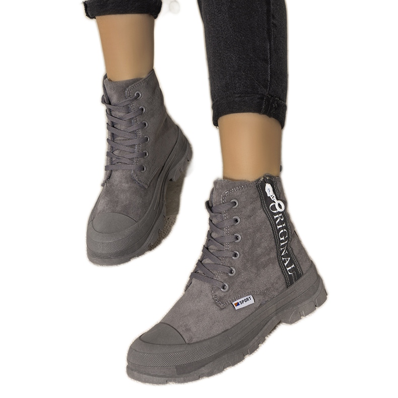 Cizme calde de dama gri Goris