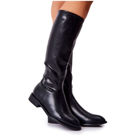 PG1 Cizme Negre din piele Estil negru