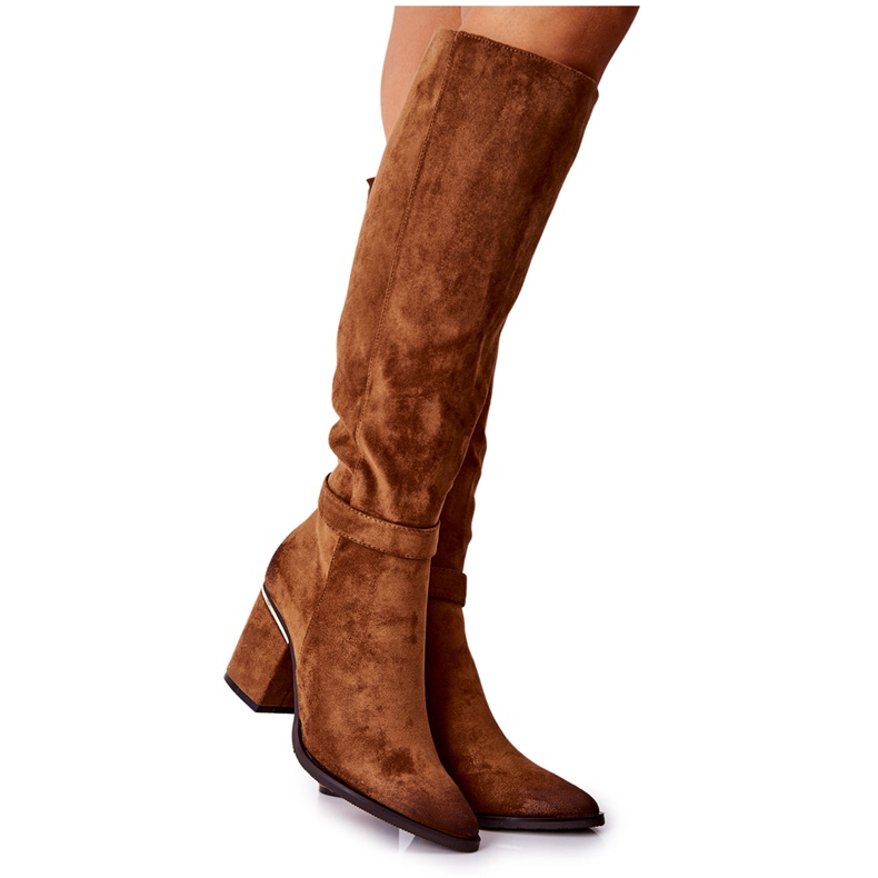 POTOCKI Cizme din piele intoarsa pe un post Camel Corises maro POTOCKI Cizme din piele intoarsa pe un post Camel Corises maro