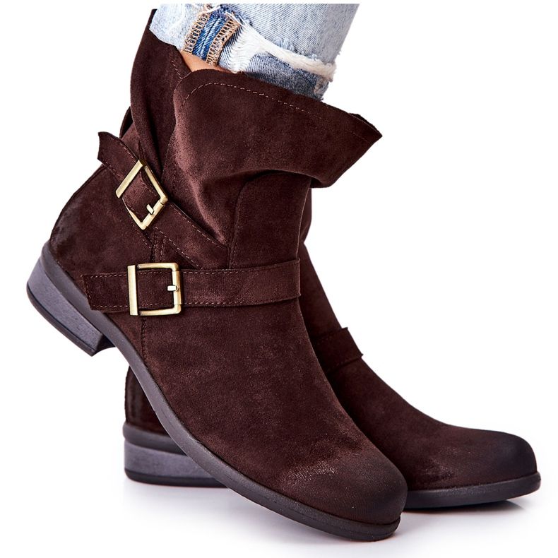 POTOCKI Cizme din piele intoarsa Cu Catarame Maro Renisse