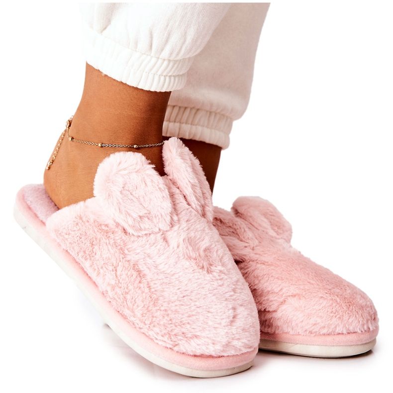 Papuci De Blană Cu Urechi Roz Thorpe