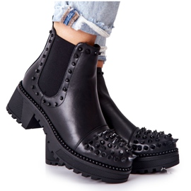 PG1 Cizme Negre Comonis Jodhpur Cu Jeturi negru