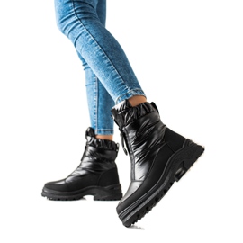 Weide Cizme negre de zăpadă pe slider negru Weide Cizme negre de zăpadă pe slider negru