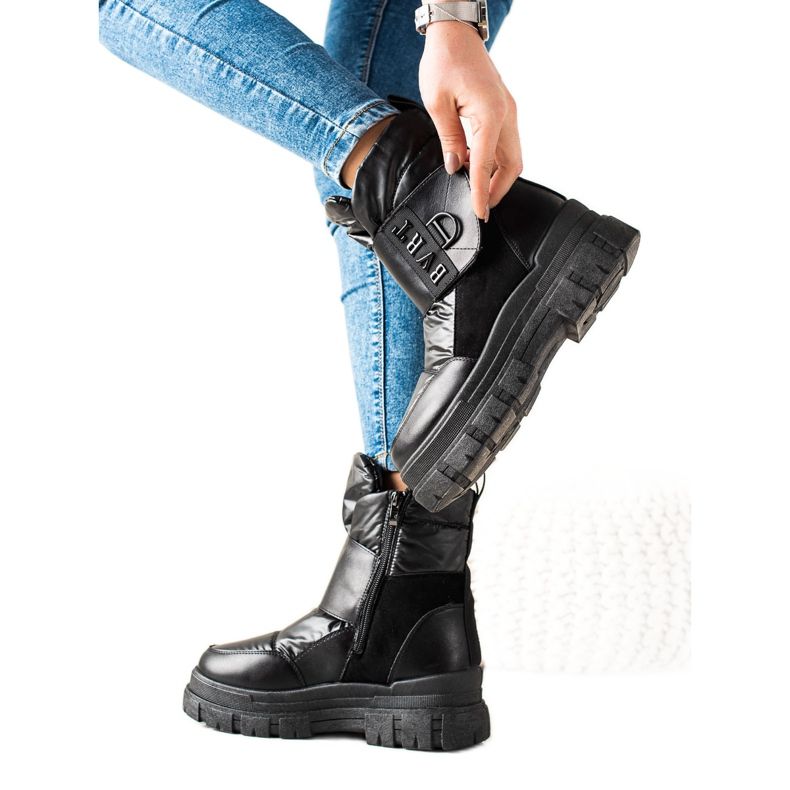 TRENDI Cizme de zăpadă calde cu velcro negru