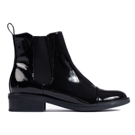 TRENDI Cizme Chelsea lacuite elegante negru TRENDI Cizme Chelsea lacuite elegante negru