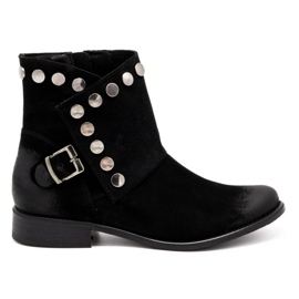 Exquisite Cizme de piele pentru femei cu știfturi 1198 negre negru Exquisite Cizme de piele pentru femei cu știfturi 1198 negre negru