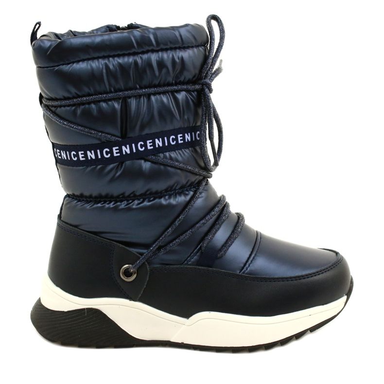 Cizme de zapada pentru copii Miss Evento Waterproof 21DZ23-4325 negru albastru marin Cizme de zapada pentru copii Miss Evento Waterproof 21DZ23-4325 negru albastru marin