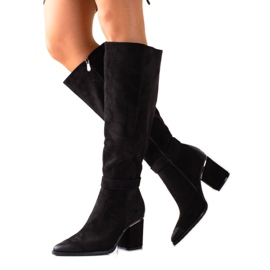 W. Potocki Cizme negre Potocki din piele intoarsa negru W. Potocki Cizme negre Potocki din piele intoarsa negru