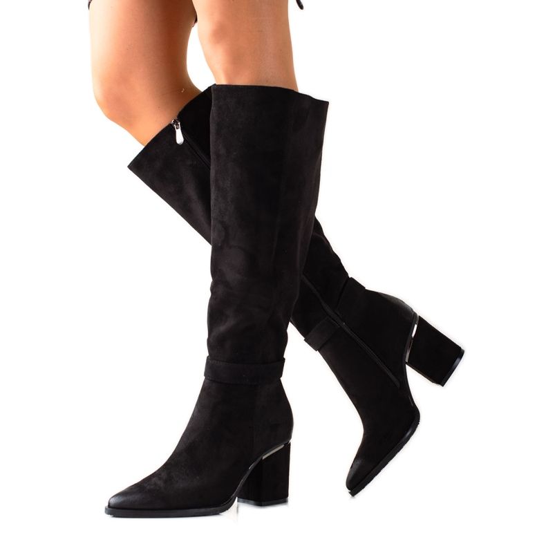 W. Potocki Cizme negre Potocki din piele intoarsa negru W. Potocki Cizme negre Potocki din piele intoarsa negru