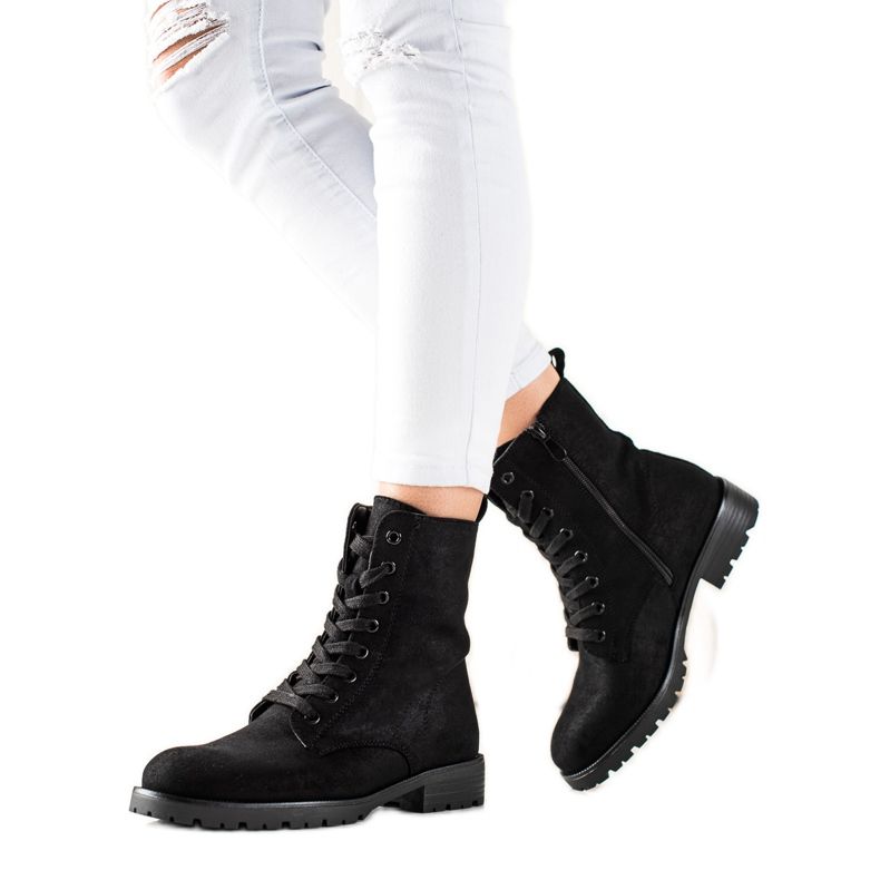 Bestelle Trappers din piele de căprioară negru