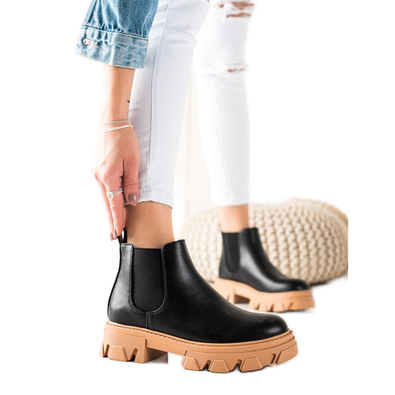 Seastar Cizme Chelsea calduroase din piele ecologica negru