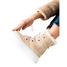 TRENDI Cizme de zăpadă bej elegante TRENDI Cizme de zăpadă bej elegante