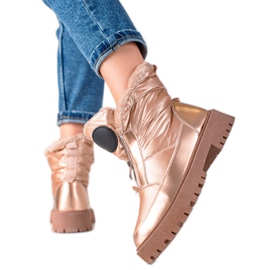 TRENDI Cizme de zăpadă aurii strălucitoare de aur TRENDI Cizme de zăpadă aurii strălucitoare de aur