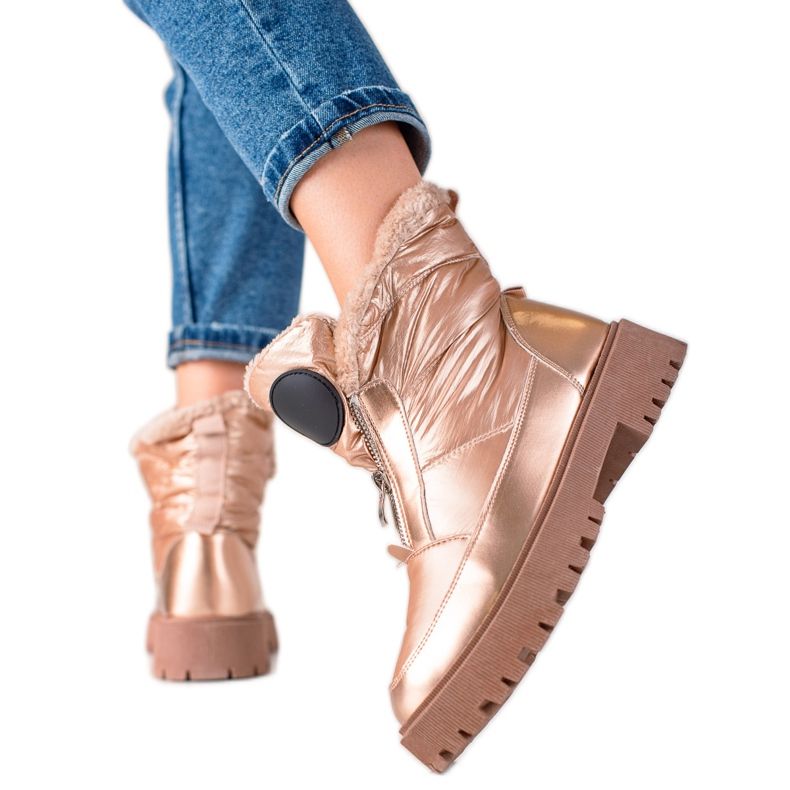 TRENDI Cizme de zăpadă aurii strălucitoare de aur