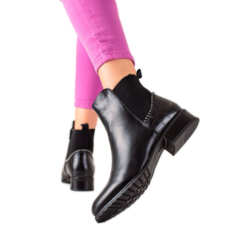 TRENDI Ghete cu fermoar negru