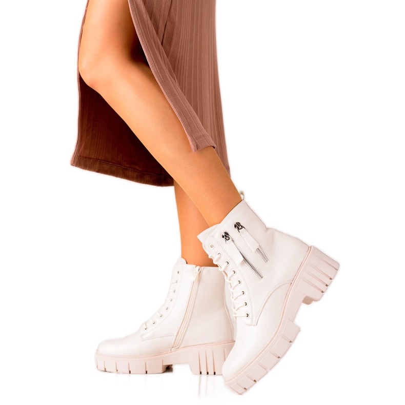 Goodin Trappers la modă, cu fermoare decorative bej