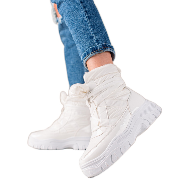 TRENDI Cizme de zăpadă albe strălucitoare TRENDI Cizme de zăpadă albe strălucitoare