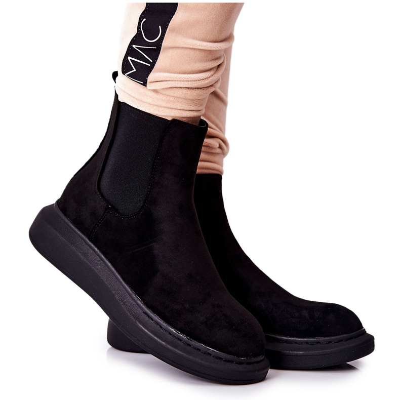 PS1 Cizme din piele intoarsa Cizme Jodhpur pe platforma Black Marissa negru