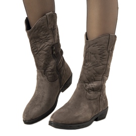 Cizme de cowboy gri de la Roxanne Cizme de cowboy gri de la Roxanne