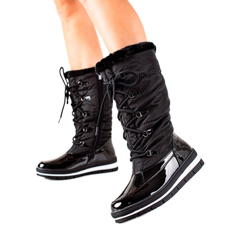 TRENDI Cizme Înalte De Zăpadă Cu Blană negru