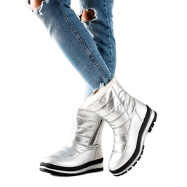 TRENDI Cizme de zăpadă clasice pe fermoar argint TRENDI Cizme de zăpadă clasice pe fermoar argint