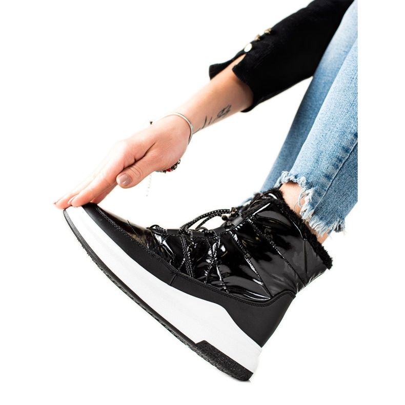 TRENDI Cizme de zăpadă strălucitoare la modă negru