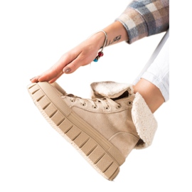 TRENDI Cizme, Adidași Cu Piele De Oaie bej TRENDI Cizme, Adidași Cu Piele De Oaie bej