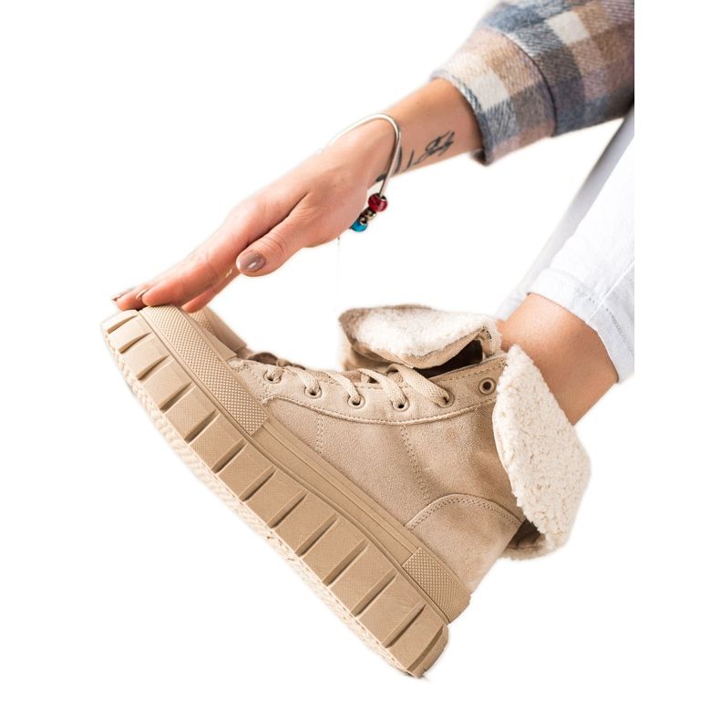 TRENDI Cizme, Adidași Cu Piele De Oaie bej