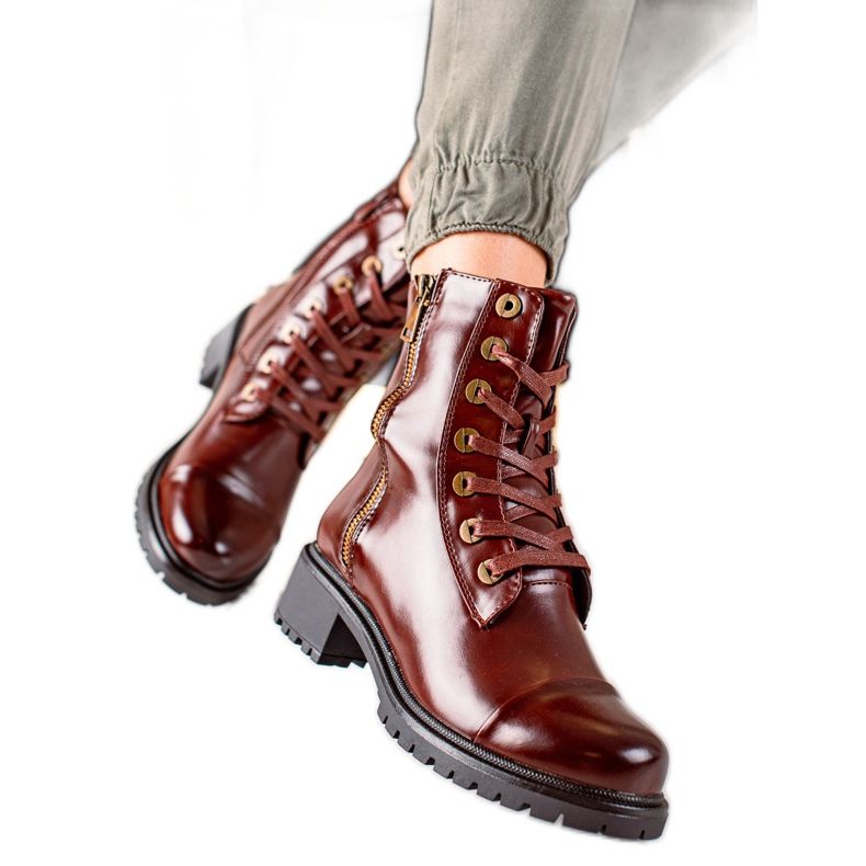 Super Mode Cizme Maro Cu Fermoar Decorativ Super Mode Cizme Maro Cu Fermoar Decorativ