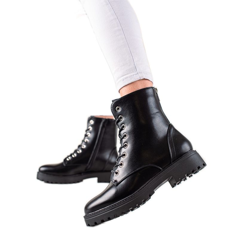 Bestelle Trappers clasici cu fermoar decorativ negru