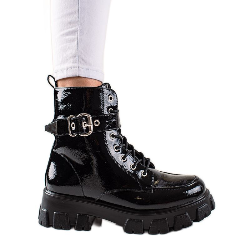 TRENDI Muncitori Lacuiti Cu Catarama negru