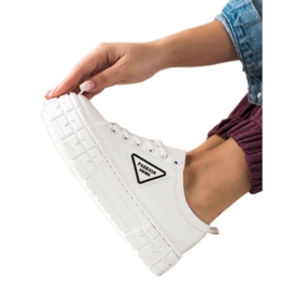 Goodin Adidași cu piele ecologică pe platformă alb