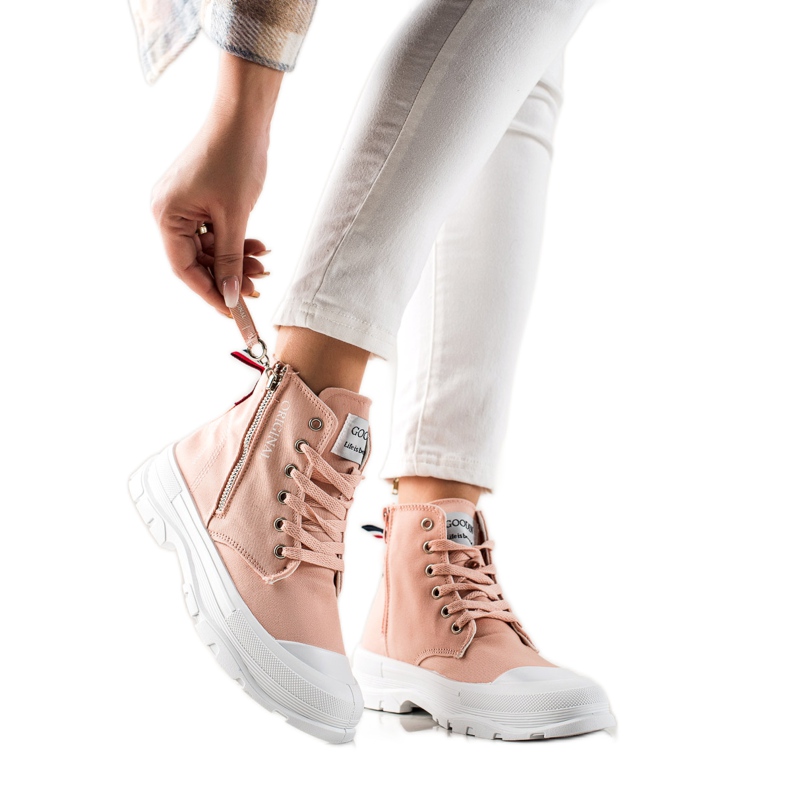 Goodin Adidași cu fermoar decorativ roz Goodin Adidași cu fermoar decorativ roz