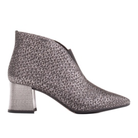 Marco Shoes Botine subțiri din piele argintie cu cauciuc în partea superioară gri