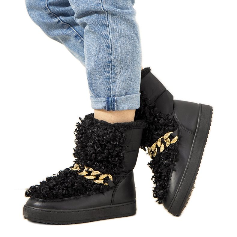 Cizme negre de zapada cu blana de la Montmina negru Cizme negre de zapada cu blana de la Montmina negru