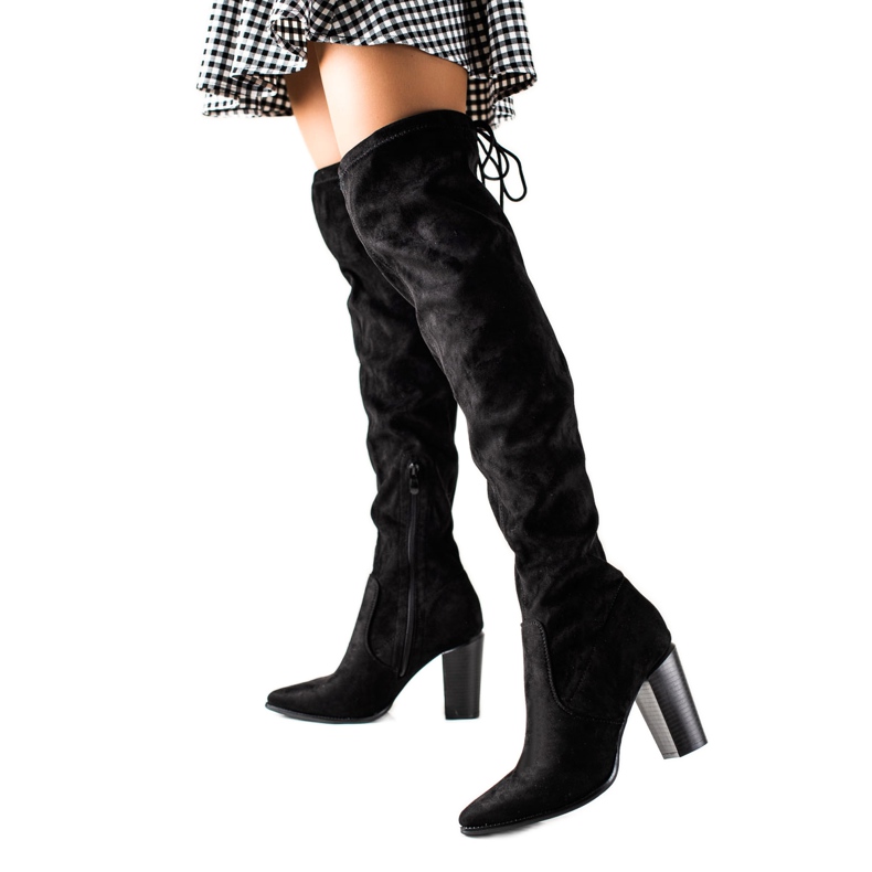 Lucky Shoes Cizme negre cu toc înalt, până la coapsă negru