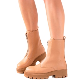 Seastar Botine la modă Camel, cu fermoar maro Seastar Botine la modă Camel, cu fermoar maro