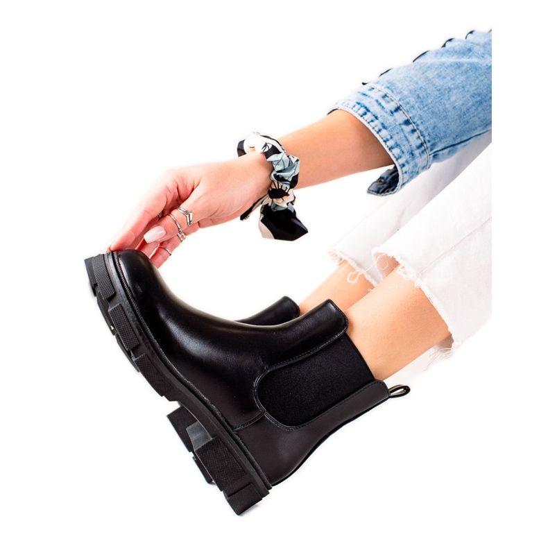 Ideal Shoes Ghete Chelsea calde negru