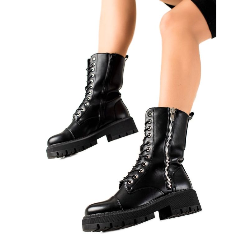 Seastar Cizme Cu Fermoar Decorativ negru