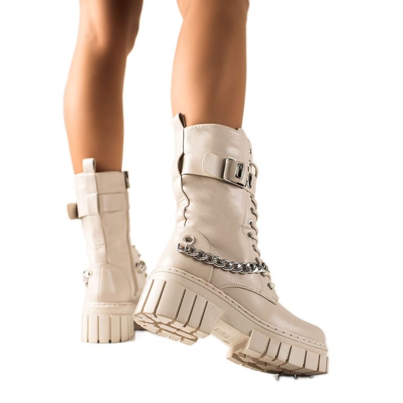 TRENDI Cizme Cu Lant bej