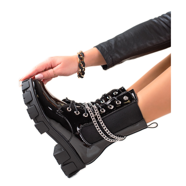 TRENDI Muncitori Lăcuiți Cu Lanțuri negru