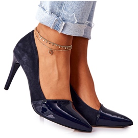 Piele Monnari 0170-013 Navy Tocuri albastru marin